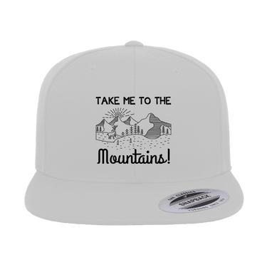 Hiking Take Me To The Mountains Embroidered Flat Bill Cap